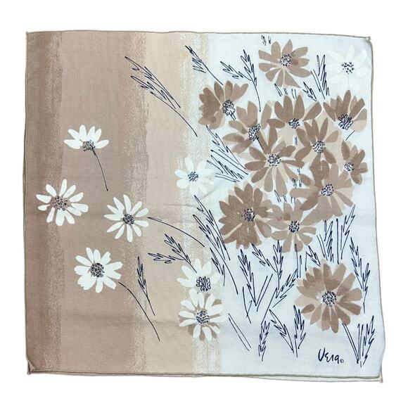 Vintage 70's Vera Neumann Napkins Set of 2 Brown Tan Floral Boho Home VTG Retro - Picture 1 of 4